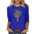thumbnail image 1 of Chemisier pour Femmes T-shirt Imprimé pour Femmes Blouse à Manches 3/4 Col Rond Hauts Décontractés, 1 of 1