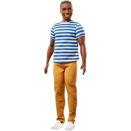 Barbie Fashionistas Ken Doll Wearing Striped Top & Khaki Pants