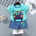 thumbnail image 2 of Gibobby Toddler Boy Summer Tropical Printed Short Sleeve T-Shirt Elastic Shorts 2Pc Casual Outfit Soft Comfortable Clothes for Twins 6M 12M 18M 24M 1T‑6T Kids Running Wear(3-4 Years,Mint Green), 2 of 4