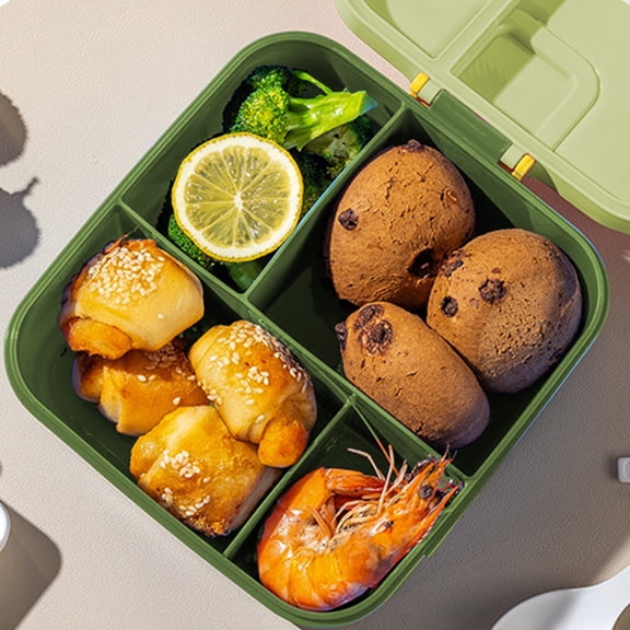 Gallickan Lunch Box, Leak Proof Bento Food Container, Microwaveable Dividers for Meals, Office Outdoors Picnic Carrier, Green