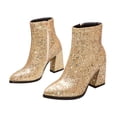 thumbnail image 5 of WHAMVOX Stylish Golden Women Boots with Sequins Design and Durable PU Material for Comfortable Wear 3.5 Inches Heel, 5 of 8