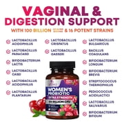 Probiotics for Women - Probiotic Blend 100 Billion CFU Per Serving - Womens Probiotic for Targeted Vaginal & Digestive Health Support - 16 Strains, Cranberry, Prebiotics - Bottled USA - 60 Capsules