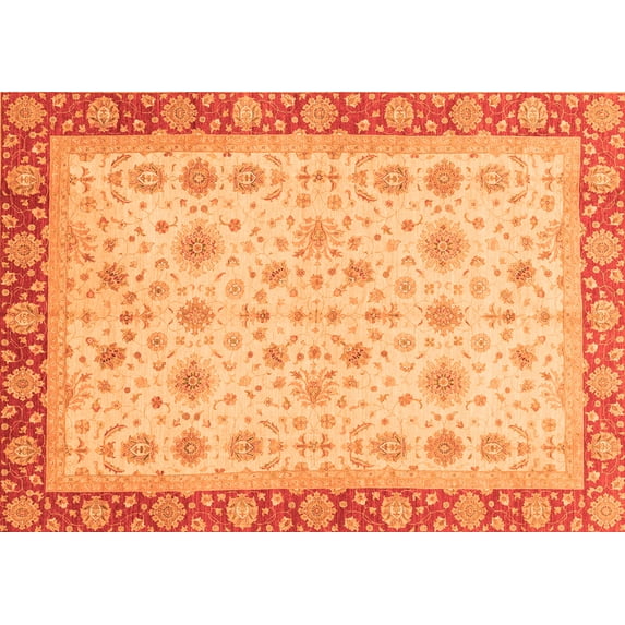 Ahgly Company Indoor Rectangle Abstract Orange Modern Area Rugs, 7' x 10'