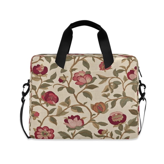 16inch Laptop Briefcase, Business Laptop Bag with Detachable Strap & Padded Compartment, Water-Resistant Polyester,Roses