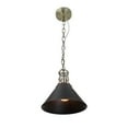 thumbnail image 2 of Homestock Seaside Serenity 1-Light Black and Brass Cone Pendant - Adjustable 8' Chain, Lamp Holder, UL Listed, Modern Lighting Fixture, 2 of 2