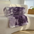 thumbnail image 4 of SPOORYYO Flannel Throw Blanket Super Soft Cozy Plush Thick Lightweight Bed Blankets Suitable for All Seasons with Tie-Dye Effect Ribbed Jacquard for Couch,Purple, 70x100CM, 4 of 6