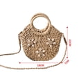 thumbnail image 3 of Semi-circle Straw Bag, Hand-woven Women Summer Retro Beach Tote Shoulder Bag Crossbody Travel Beach Bag - coffee, 3 of 5