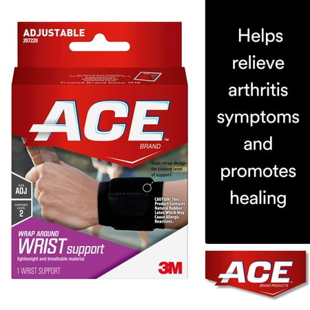 ACE Brand Wrap Around Wrist Support, Adjustable, Black, (Best Wrist Support For Push Ups)