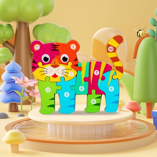 Wooden Three-dimensional Puzzles Large Animals Puzzle Boards Digital Cognition Children's Puzzle Early Education Toys