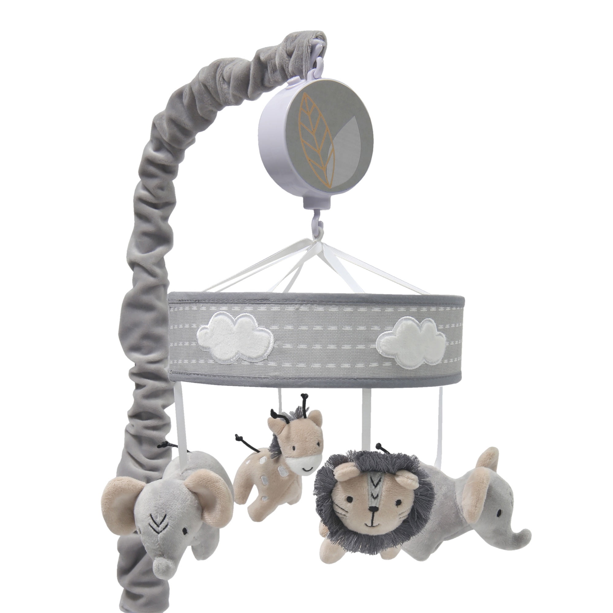 Lambs Ivy Jungle Safari Musical Baby Crib Mobile Gray Beige