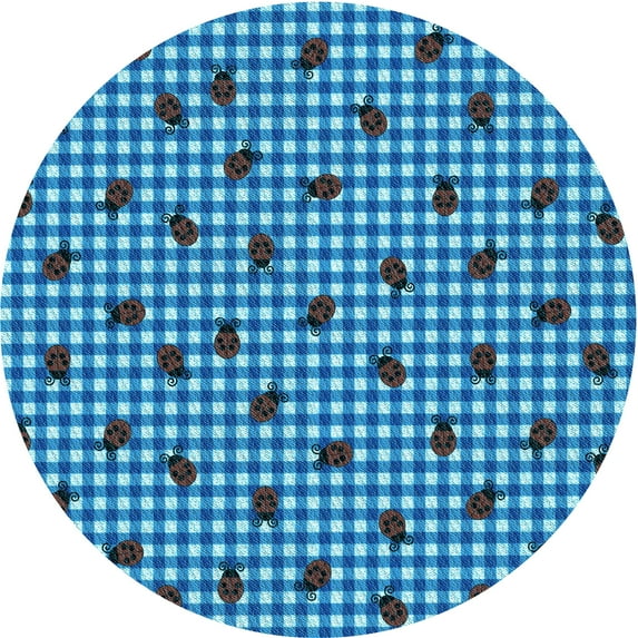 Ahgly Company Indoor Round Patterned Blue Eyes Blue Area Rugs, 4' Round