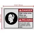 thumbnail image 2 of Weatherproof ANSI PPE Hearing Sign (High noise area Wear ear protection - Área de alto ruido Se requiere utilizar protección para los oídos) 8 in" x 12 in" UV Resistant Plastic Safety Warning SIgn, 2 of 7