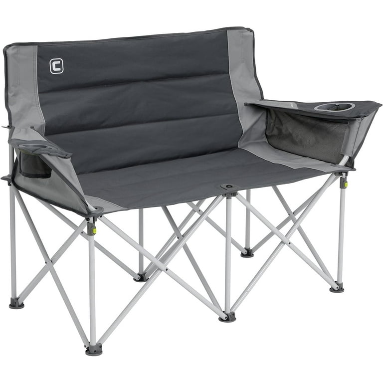 CORE Loveseat Outdoor Camp Chair 2 Person Double Camping Chair Foldable Lawn Chair with Storage Pockets for Accessories Perfect for Concert