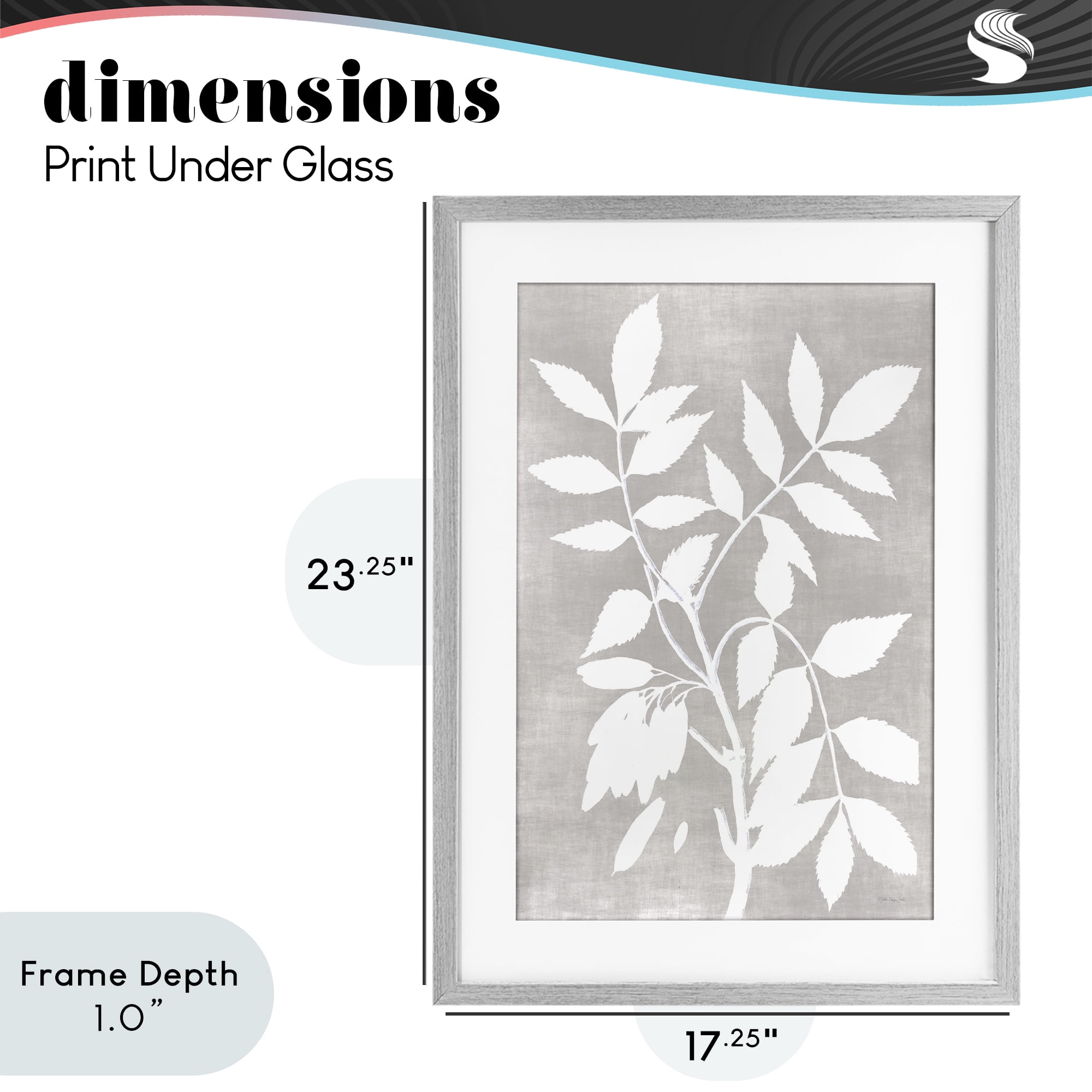 Stupell Industries Minimal Foliage Impression Gray Framed Print Under Glass, design by Stellar Design Studio