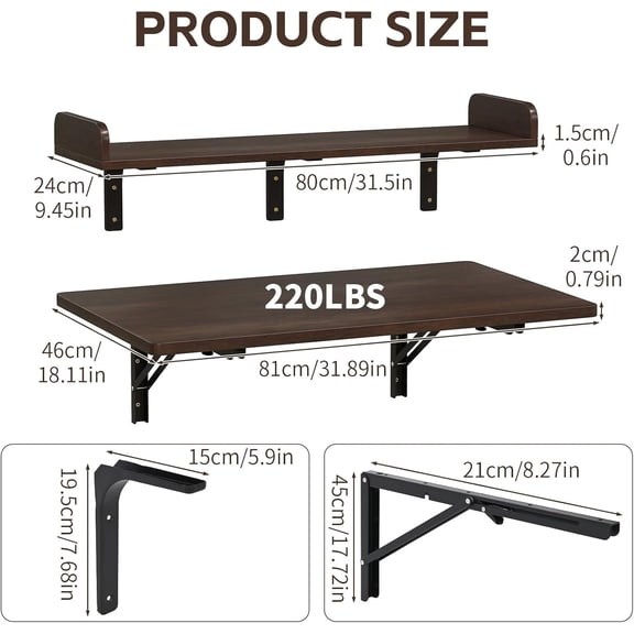 2 Layers Wall Mounted Folding Table