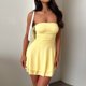 thumbnail image 4 of Vestido Mujer Ajustado Sin Espalda Sin Mangas Fuera Del Hombro Traje Diario Ygjytge Amarillo T XL para Mujer, 4 of 6
