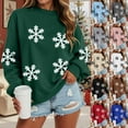 thumbnail image 4 of larppty Women's Christmas Sweater Snow Flake Print Xmas Sweatshirts Holiday Cute Graphic Pullovers Loose Crewneck Sweatshirt (Pink, S), 4 of 9