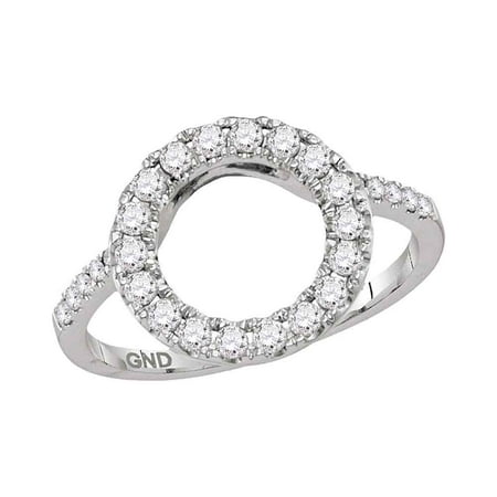 Diamond Ring Wrap Guard Insert - 14kt White Gold Womens Round Diamond Circle Halo Wrap Ring Guard Enhancer 1/2 Cttw