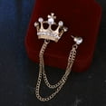 thumbnail image 4 of YOOE British Style Rhinestone Crown Chain Brooch. Retro Crystal Corsage Pin, Tassel Chain Suit Jacket Brooch Pin for Men Husband Gifts (Gold), 4 of 7