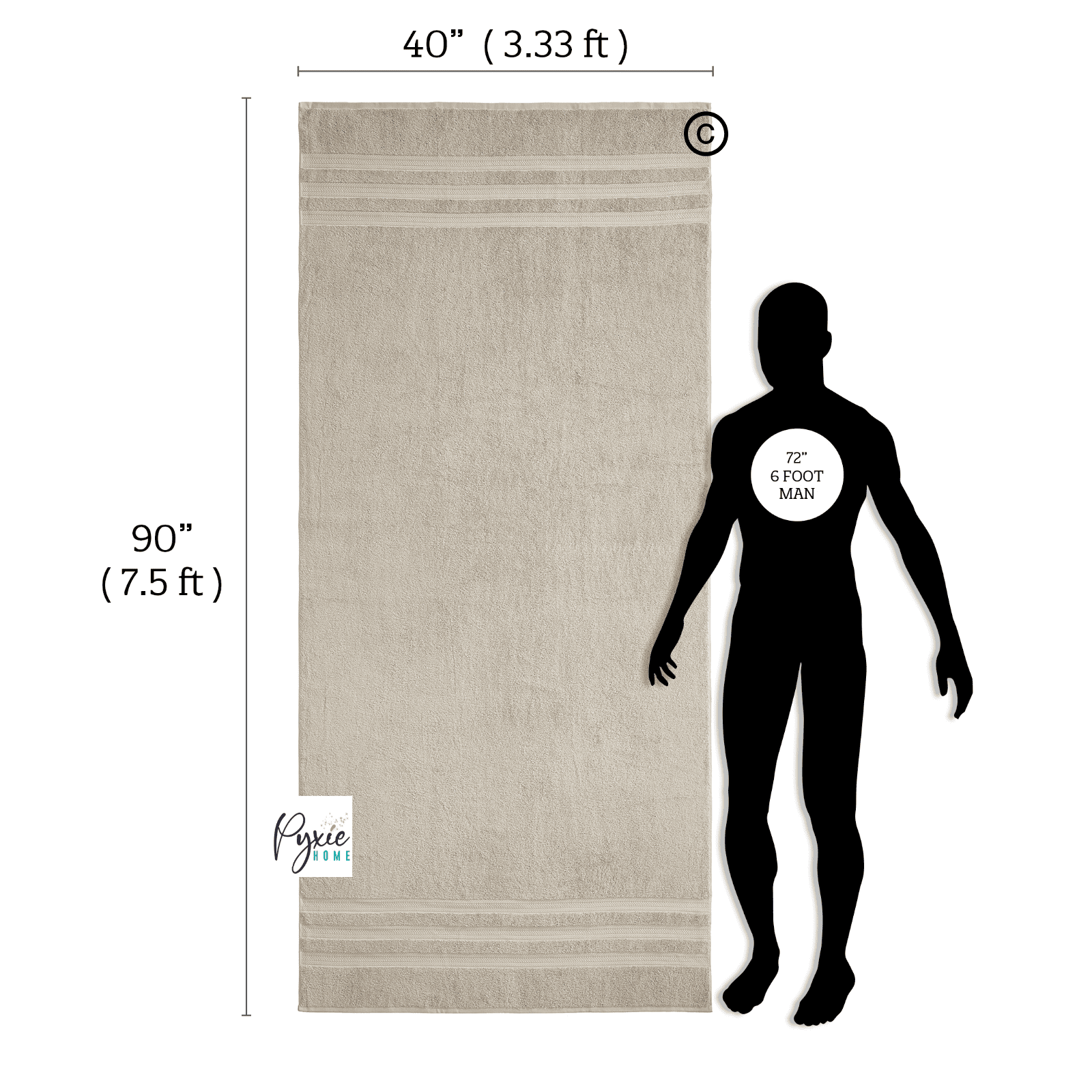 Extra Large Bath Towel - Oversized Ultra Bath Sheet - 100% Cotton - TAUPE COLOR