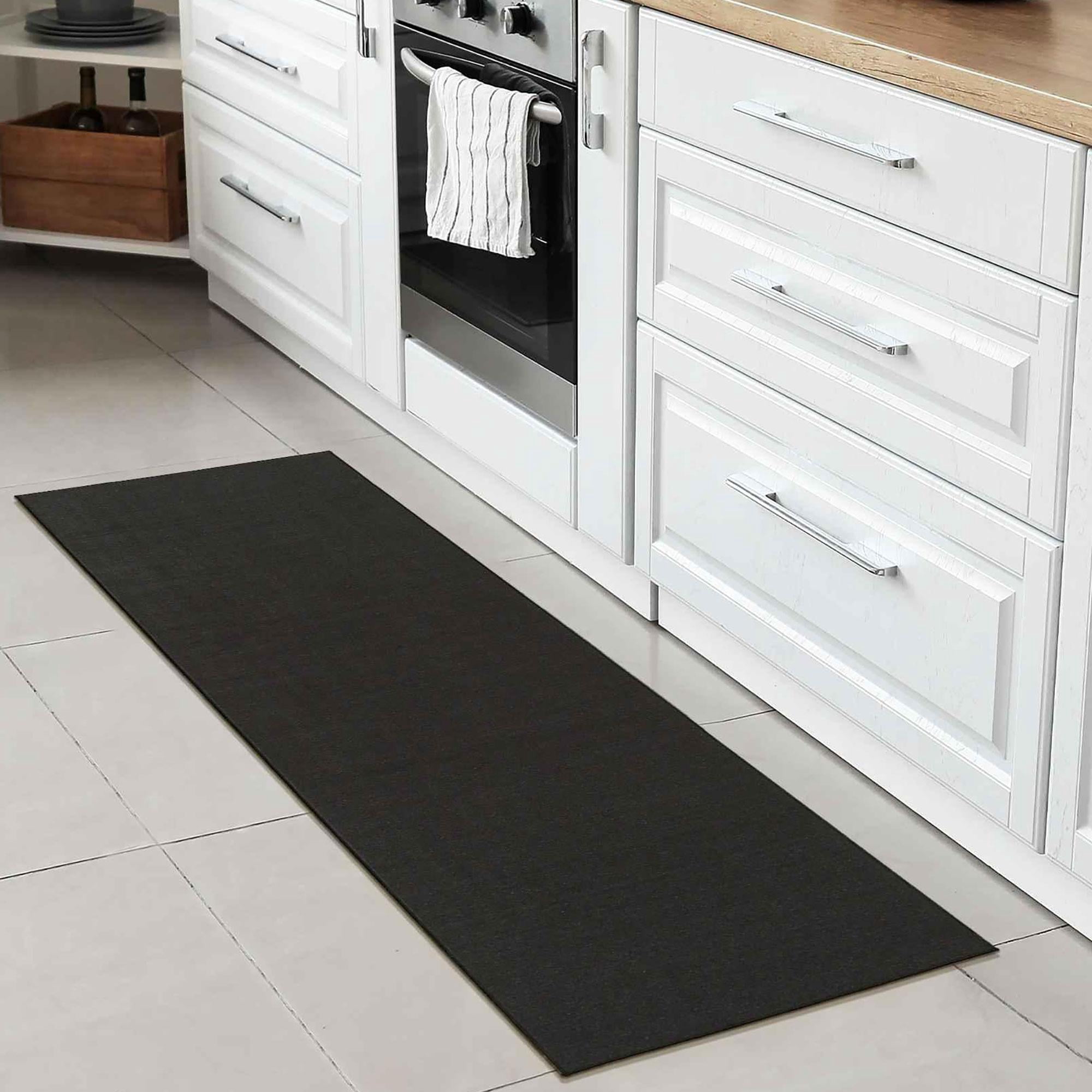 Sweet Home Stores Non-Slip Rubberback Solid 2x5 Runner Rug, 20" x 59", Black