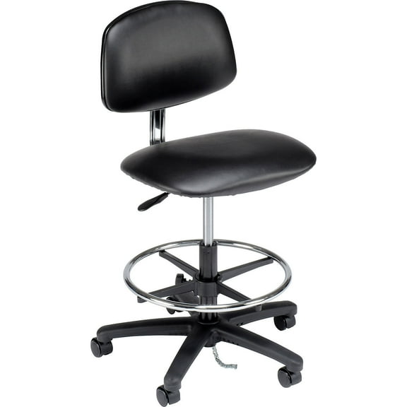 Global Industrial ESD Stool, Vinyl, Black, Armless, Mid Back