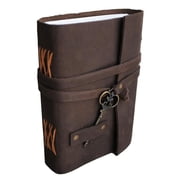 Leather Journal Leather Notebook Sketchbook Scrapbook With Unlined Pages , Leather Journal with Key,