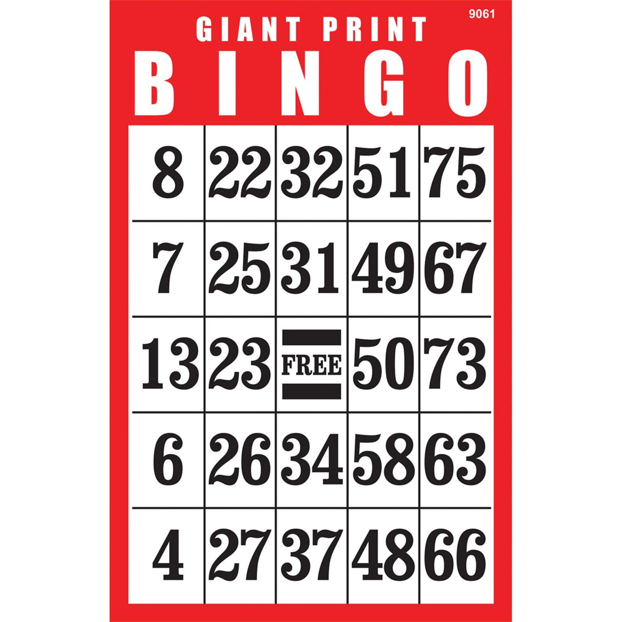 Giant Print Bingo Card Red