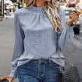 thumbnail image 2 of Timegard Womens Tops Mock Neck Ruched Long Sleeve Blouse Fall Travel Casual Loose Shirts Tops Hollow Out, 2 of 8