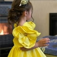thumbnail image 5 of Otqutp Wedding Dresses for Baby Girls Kids Toddler Baby Girls Birthday Dress Solid Flower Princess Pageant Dress Party Prom Ball Gown Dresses(Yellow,12-24 Months), 5 of 5