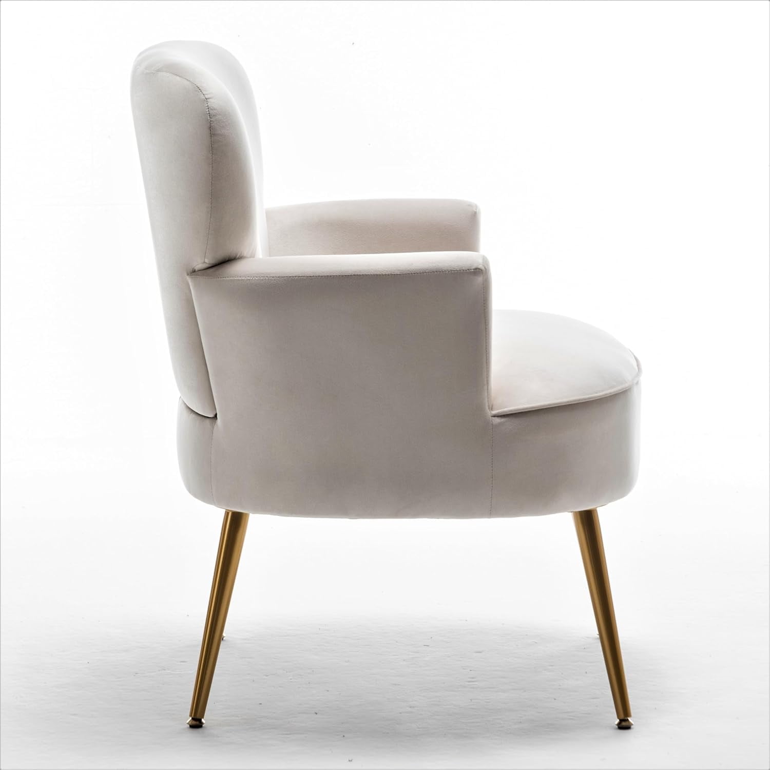 US Pride Furniture Trendy Velvet Accent Chair with Gold Metal Legs Upholstered Armchair for Small to Mid-Size Spaces Modern Living Room Bedroom Vanity Desk and Entryway Medium Ivory