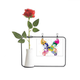 thumbnail image 1 of Colourful with Floral Pattern Graffiti Artificial Rose Flower Hanging Vases Decoration Bottle, 1 of 3