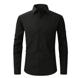 TIMIFIS Men s Black Dress Shirts Solid Long Sleeve Stretch Wrinkle Free Formal Shirt Business Casual Button Down Shirts Black Fall Walmart