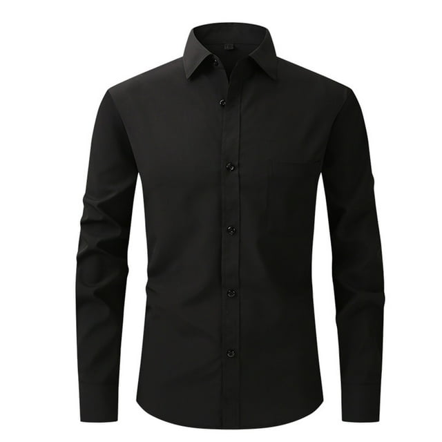 LOVZFMLL Men's Shirts, Solid Classic Button-Down Shirt, Casual Essential Everyday Versatile for Work Business, V-Neck Relaxed Fit Long Sleeve Fall Clothes