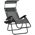 thumbnail image 1 of Outdoor Zero Gravity Reclining Lounger Chair with Canopy Shade, Side Tray, Cupholder, Light Grey, 1 of 7
