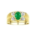 thumbnail image 1 of RYLOS Men's Rings 14K Yellow Gold Rings Classic Designer Style 8X6MM Oval Gemstone &  Diamond Ring Emerald May Birthstone Rings For Men Size 8, 1 of 7