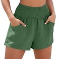 thumbnail image 2 of YueHuiYing Linen Shorts for Women Summer Beach Casual Shorts Comfy Lightweight Vacation Cruise Outfits Lounge Pants with Pockets Green 2XL, 2 of 9
