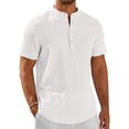 thumbnail image 5 of COOFANDY Men's Henley Shirt Short Sleeve Band Collar Textured Half Button T-Shirt Lightweight Summer Beach Shirts, 5 of 5