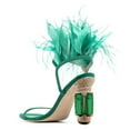 thumbnail image 4 of FSJ Women Ankle Strap with Feather Back Square Open Toe Sandals Crystal Chunky Block High Heel Pumps Fashion Wedding Party Shoes Size 10.5 Green, 4 of 4