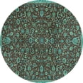 thumbnail image 1 of Ahgly Company Indoor Round Persian Turquoise Blue Traditional Area Rugs, 8' Round, 1 of 4