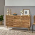 thumbnail image 3 of Sideboards Buffet Cabinets, 58" Wood Credenza Storage Cabinets with 3 Doors, Modern Kitchen Accent Cabinets with 4 Compartments for Living Room, Hallway, Natural, 3 of 9