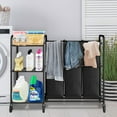 YOUPINS 3Bag Laundry Sorter Cart with Shelve Organizing Stand, Removable Bags, Rolling Wheels