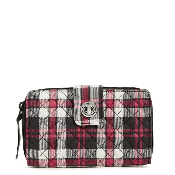 Vera Bradley Women's Cotton RFID Turnlock Wallet Fireplace Plaid