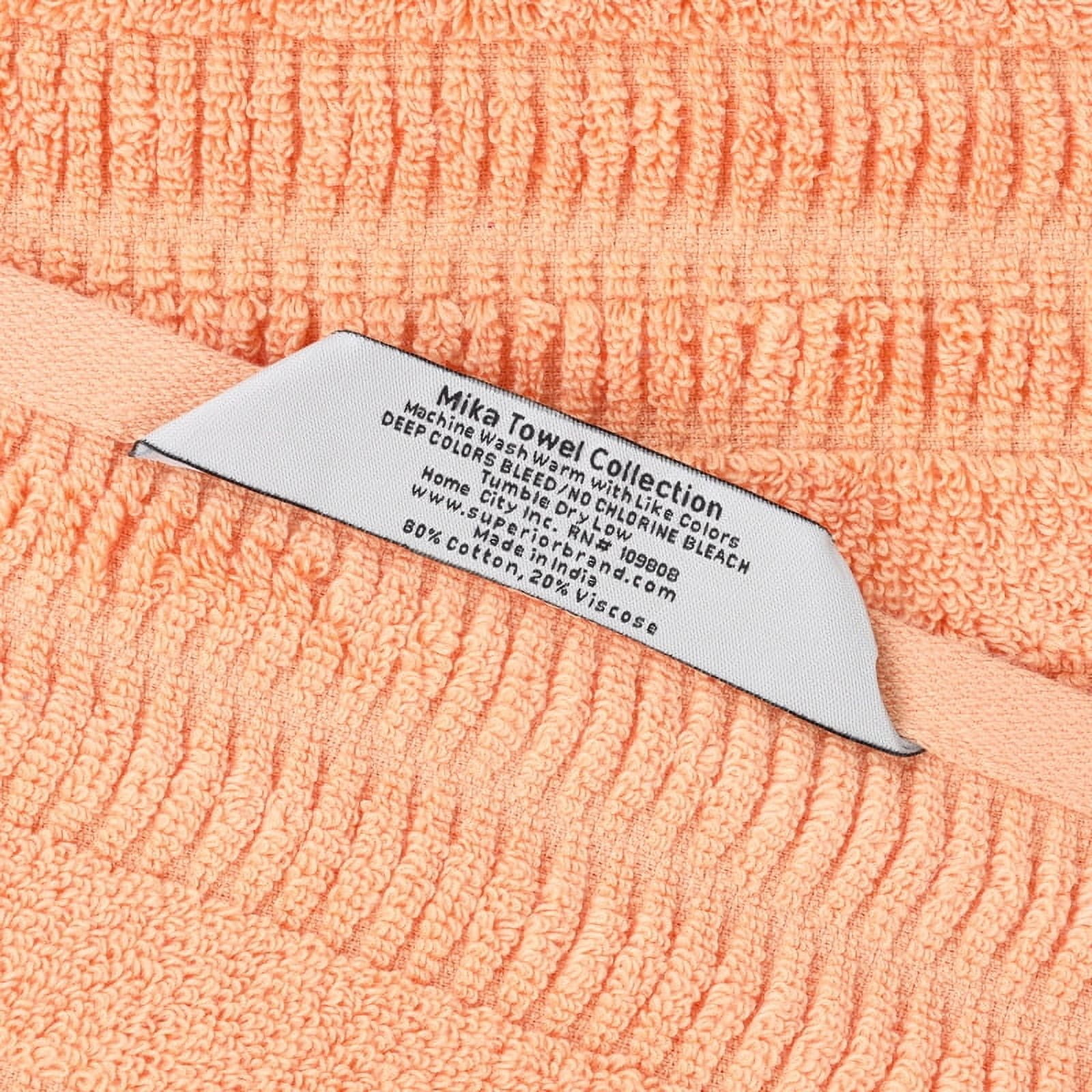 Superior Mika Smart Twist Cotton Medium Weight Bath Towels, Set of 2, Quick Dry Towels, Peach