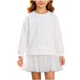 thumbnail image 5 of QSAWXQZ Girls Tulle Dress Long Sleeve Crew Neck Solid Sweatshirt Mini Dress 7-8 Years, 5 of 7