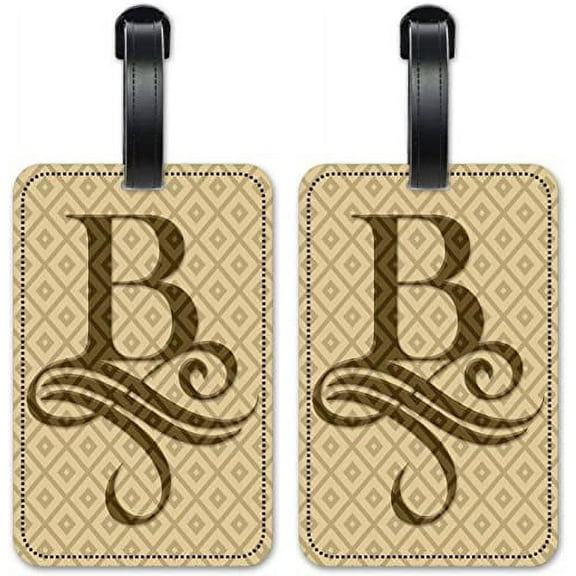Letter "B" Monogram - Luggage ID Tags / Suitcase Identification Cards - Set of 2