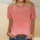 thumbnail image 5 of Blusas para las Mujeres Casual Impreso Cuello Redondo Manga Corta Camiseta Top, Tops Cortos para las Mujeres Primavera Verano, 5 of 8