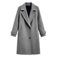 thumbnail image 6 of Wovilon Women's Tweed Coat Notch Lapel Button Down Mid-Length Wool Blend Overcoat Top 8 Colors Fall Winter, 6 of 8