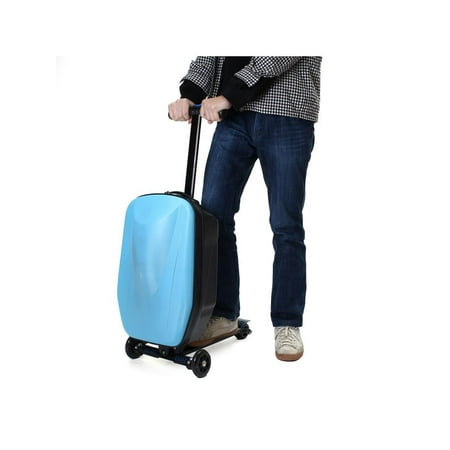 Business Trolley - Meigar 21'' Suitcase Scooter Travel Scooter Luggage Trolley Luggage for Business Travel and School, Blue