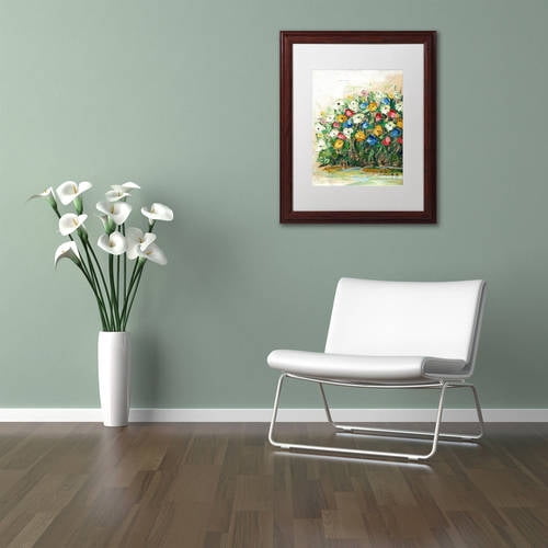 Trademark Fine Art "Spring Flowers in a Vase 10" Canvas Art by Hai Odelia, White Matte, Wood Frame
